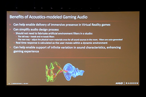 画像ギャラリー No.005のサムネイル画像 / ［GDC 2017］「TrueAudio Next」のないゲームサウンドは，テクスチャのない3Dグラフィックスのようなもの!? AMDが採用を呼びかける