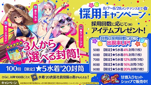 画像ギャラリー No.007のサムネイル画像 / 「かんぱに☆ガールズ」，水着姿のルネ，リーリア，エルミナなどが登場。さまざまなキャンペーンも実施中