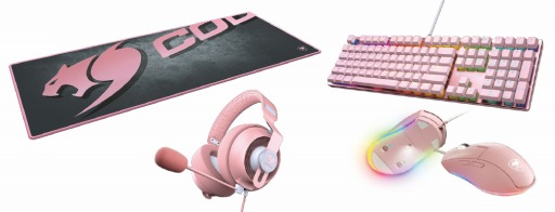 画像ギャラリー No.007のサムネイル画像 / ピンク色をしたCOUGAR製ゲーマー向けキーボードやマウス，ヘッドセットが国内発売