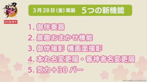 画像ギャラリー No.001のサムネイル画像 / 「刀剣乱舞ONLINE」，ゲーム内で9つの特典を利用できる月額サービスを本日開始。売上の一部は，刀剣文化を支援する「刀剣機構」に寄付