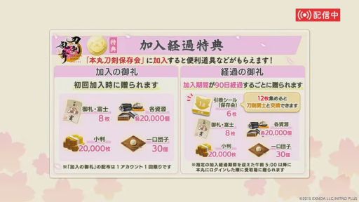 画像ギャラリー No.013のサムネイル画像 / 「刀剣乱舞ONLINE」，ゲーム内で9つの特典を利用できる月額サービスを本日開始。売上の一部は，刀剣文化を支援する「刀剣機構」に寄付