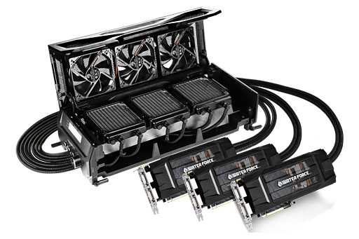 画像ギャラリー No.002のサムネイル画像 / 43万円の「簡易液冷仕様のOC版GTX 980が3枚と大型冷却システムのセット」をPCに組み込んでみた。GIGABYTE「GV-N980X3WA-4GD」レビュー