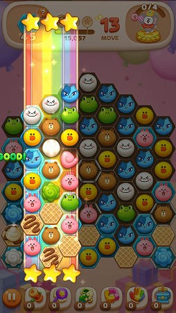 画像ギャラリー No.004のサムネイル画像 / 「LINE POP2」,パズルデザインやギミック演出が一新。チャット機能も追加