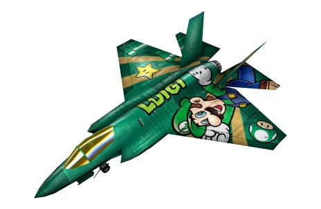画像ギャラリー No.008のサムネイル画像 / 「エースコンバット 3D クロスランブル ＋」のコラボ機体情報第2弾。amiiboとの連動によって手に入るルイージ機やリンク機などのデザインと性能が公開