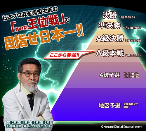 画像ギャラリー No.002のサムネイル画像 / 「麻雀格闘倶楽部」で王位戦が開催。上位プレーヤーは「第41期 王位戦」に出場できる