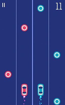画像ギャラリー No.008のサムネイル画像 / 2台の車を同時に操作する激ムズゲーム。スマホ向けアクション「2 Cars」を紹介する「(ほぼ)日刊スマホゲーム通信」第725回