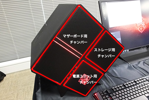 画像ギャラリー No.003のサムネイル画像 / 大型キューブ筐体を「45度傾けた」斬新な見た目のハイエンドゲームPC「OMEN X」，HPが国内発売