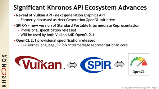 画像ギャラリー No.002のサムネイル画像 / ［GDC 2015］Khronos，新世代グラフィックスAPI「Vulkan」を正式発表。OpenGL時代のしがらみを捨てた，スリムでハイエンドなAPIに