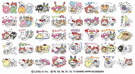 画像ギャラリー No.003のサムネイル画像 / 「妖怪ウォッチ」,サンリオキャラクターとのコラボLINEスタンプが配信開始
