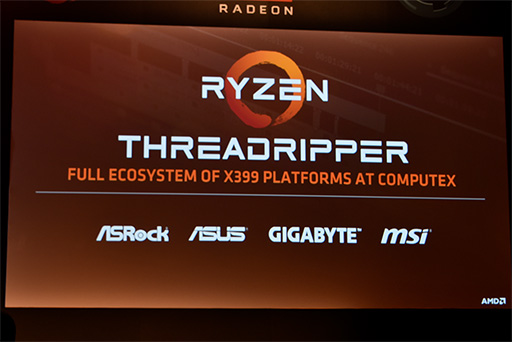 画像ギャラリー No.005のサムネイル画像 / ［COMPUTEX］AMD，16コアCPU「Ryzen Threadripper」を披露。PCIe 3.0は64レーンに達することも明らかに