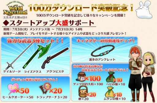 画像ギャラリー No.004のサムネイル画像 / 「ワールドネバーランド エルネア王国の日々」,100万DL突破キャンペーンがスタート