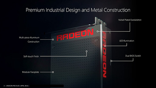 画像ギャラリー No.003のサムネイル画像 / AMD,デュアルFijiカード「Radeon Pro Duo」の詳細を公開。国内でのカード単体販売はなし