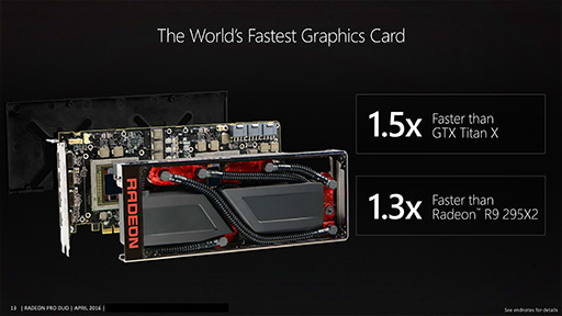 画像ギャラリー No.009のサムネイル画像 / AMD,デュアルFijiカード「Radeon Pro Duo」の詳細を公開。国内でのカード単体販売はなし