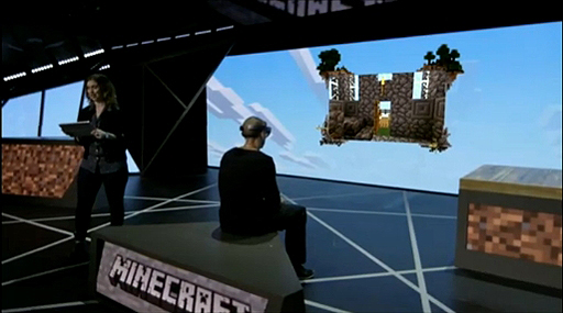 画像ギャラリー No.002のサムネイル画像 / ［E3 2015］AR-HMD「Microsoft HoloLens」対応の「Minecraft」デモが披露。神の視点でマップのオブジェクトを操作可能に