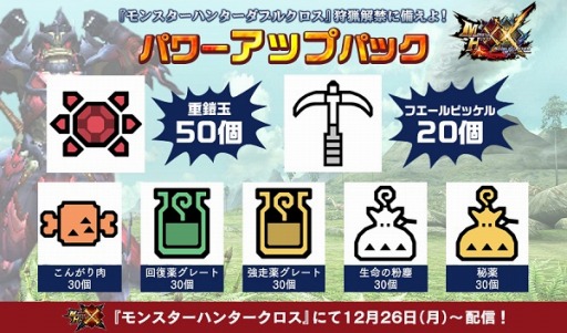 画像ギャラリー No.002のサムネイル画像 / 「モンスターハンタークロス」，アイテムパック「パワーアップパック」を配信開始