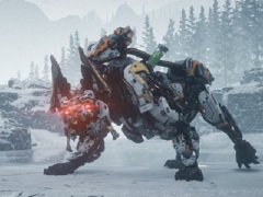 「Horizon Zero Dawn」の拡張コンテンツ「凍てついた大地」に，新たな敵「スコーチャー」が登場。騎乗状態でアイテムを入手できるスキルも追加