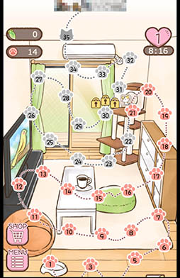 画像ギャラリー No.003のサムネイル画像 / 移動回数/時間制限の試練を乗り越えて猫を愛でよう。パズルゲーム「ねこずらし〜にゃんだふる〜」を紹介する「(ほぼ)日刊スマホゲーム通信」第980回