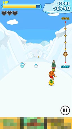 画像ギャラリー No.010のサムネイル画像 / 海パン一丁のギャル男がサーフボードで雪山を滑走。「ギャル男 〜人気タップゲーム!雪山滑走チョベリバ編〜」を紹介する「(ほぼ)日刊スマホゲーム通信」第898回