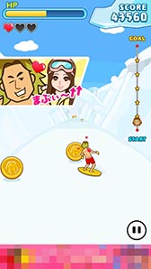 画像ギャラリー No.011のサムネイル画像 / 海パン一丁のギャル男がサーフボードで雪山を滑走。「ギャル男 〜人気タップゲーム!雪山滑走チョベリバ編〜」を紹介する「(ほぼ)日刊スマホゲーム通信」第898回