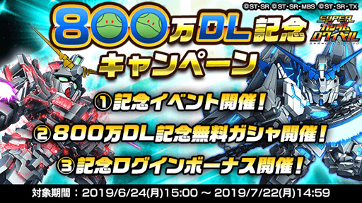 画像ギャラリー No.001のサムネイル画像 / 「スーパーガンダムロワイヤル」,800万DL記念キャンペーンを実施中
