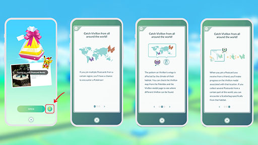 画像ギャラリー No.005のサムネイル画像 / 「ポケモンGO」,地域によって羽の模様が異なるビビヨンが新登場。ポストカードをピン留めすることで,進化前の“コフキムシ”に出会える