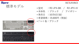 画像ギャラリー No.019のサムネイル画像 / 東プレ，16年ぶりのREALFORCE第2世代モデルを発表。アクチュエーションポイント変更機能対応モデルや静音モデルなど，バラエティに富む