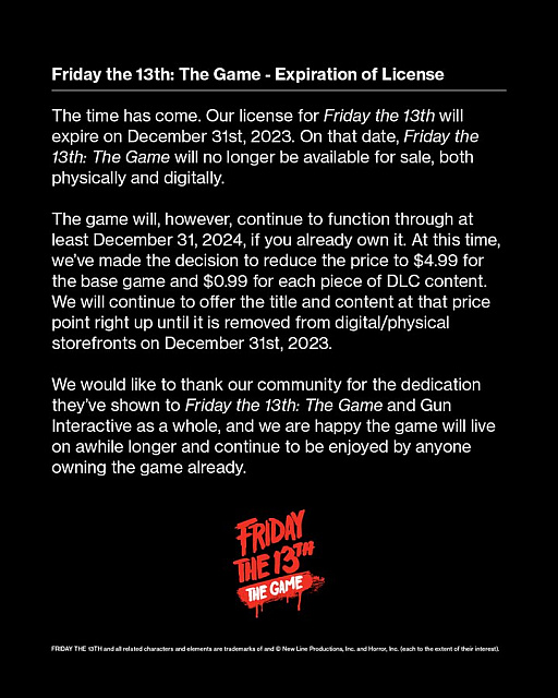 画像ギャラリー No.003のサムネイル画像 / 非対称型対戦アクション「Friday the 13th: The Game」,販売終了に伴い,ほぼすべての要素を開放するアップデート実施