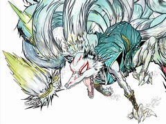 「GOD WARS 〜時をこえて〜」，竹安佐和記氏のイラストで八百万の神々「風神」「雷神」「鹿神」「白蛇神」「猪神」「九尾のキツネ」を紹介