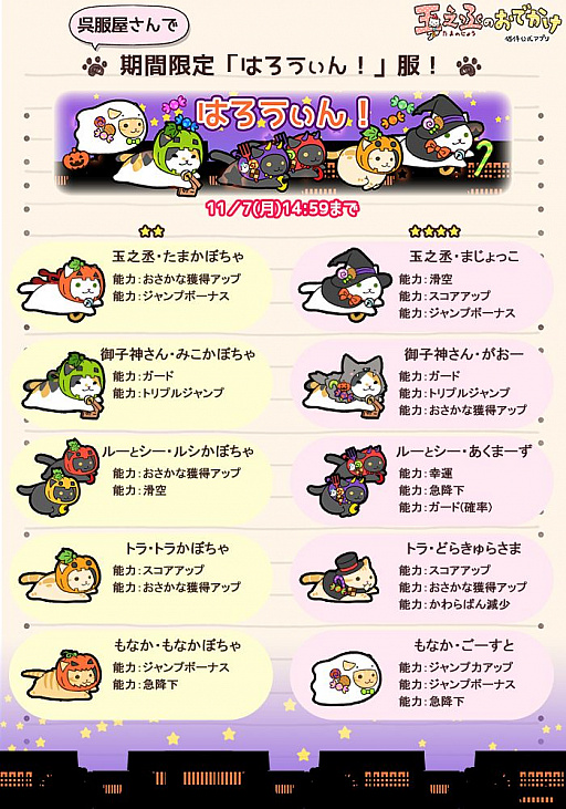 画像ギャラリー No.002のサムネイル画像 / 「玉之丞のおでかけ」で限定服を入手できるハロウィンイベントが開催