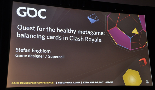 画像ギャラリー No.001のサムネイル画像 / ［GDC 2017］「クラッシュ・ロワイヤル」における健全なメタゲームの構築と維持の秘訣を，ゲームデザイナーが語る