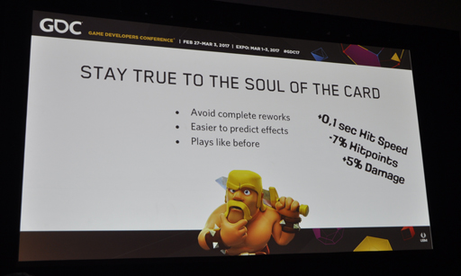 画像ギャラリー No.012のサムネイル画像 / ［GDC 2017］「クラッシュ・ロワイヤル」における健全なメタゲームの構築と維持の秘訣を，ゲームデザイナーが語る