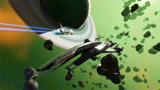 画像ギャラリー No.002のサムネイル画像 / 「No Man’s Sky」に「Mass Effect」の宇宙船「SSV Normandy SR-1」が登場。フリゲート艦隊に加えられるように