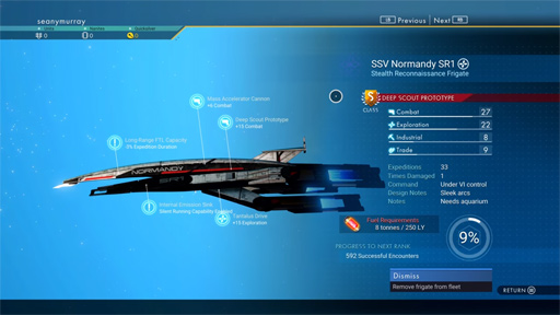 画像ギャラリー No.003のサムネイル画像 / 「No Man’s Sky」に「Mass Effect」の宇宙船「SSV Normandy SR-1」が登場。フリゲート艦隊に加えられるように