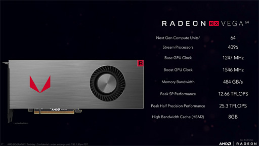 画像ギャラリー No.014のサムネイル画像 / ［SIGGRAPH］AMDの本気GPU「Radeon RX Vega」がついに発表。「GTX 1080をしのぐ理論性能」で399ドル（税別）から。8月14日発売