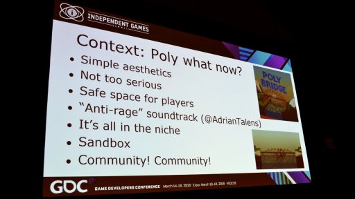 画像ギャラリー No.005のサムネイル画像 / ［GDC 2016］Steamのセールスベスト10に食い込んだカジュアルインディーズゲーム「Poly Bridge」に見るソーシャルマーケティング戦略