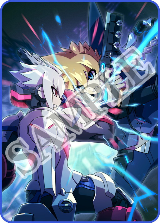 画像ギャラリー No.001のサムネイル画像 / 「蒼き雷霆 ガンヴォルト ストライカーパック」店舗特典用イラストの彩色版が公開