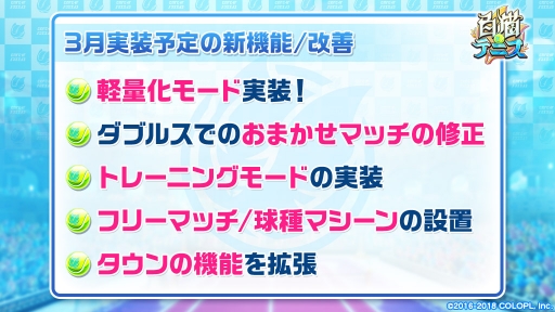 画像ギャラリー No.001のサムネイル画像 / 「白猫テニス」,3月に動作ラグを改善する「軽量化モード」を実装予定