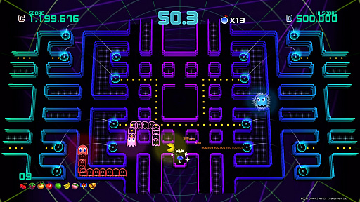 画像ギャラリー No.017のサムネイル画像 / 「PAC-MAN CHAMPIONSHIP EDITION 2」プレイレポート。ボスキャラの登場で,より派手に,ますますストイックになってパックマンが帰ってきた
