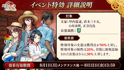 画像ギャラリー No.002のサムネイル画像 / 「文豪とアルケミスト」,調査任務「炎昼は水瓜に集え」を開催