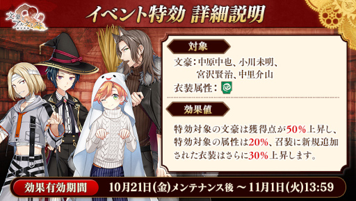 画像ギャラリー No.002のサムネイル画像 / 「文豪とアルケミスト」小川未明のハロウィン衣装が手に入るイベントを開催