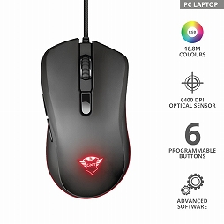 画像ギャラリー No.002のサムネイル画像 / 4000円で買えるカラーLED搭載のTrust Gaming製マウスが発売に。USBハブ機能付きの光るマウスパッドも登場