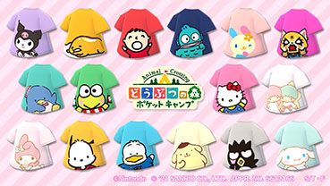 画像ギャラリー No.001のサムネイル画像 / 「どうぶつの森 ポケットキャンプ」,ハローキティやシナモロールをモチーフにした衣装コレクションが4月9日に登場