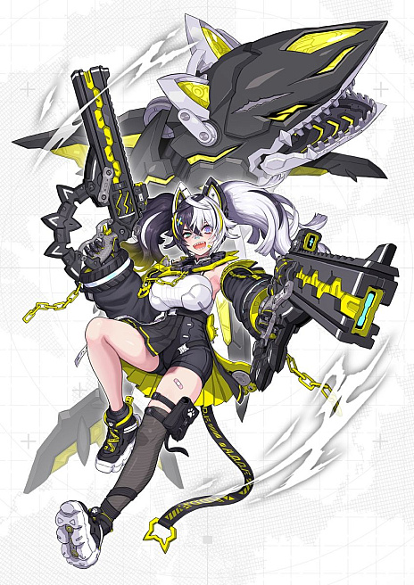 画像ギャラリー No.003のサムネイル画像 / 「#コンパス」，新オリジナルヒーロー「クー・シー」（CV：井澤詩織）を実装。猫耳が付いた機械のサメとともに戦う少女