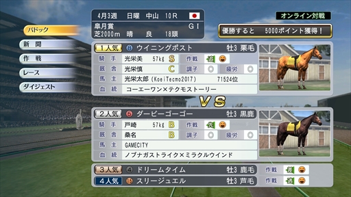 画像ギャラリー No.003のサムネイル画像 / 「Winning Post 8 2017」,オンライン対戦モードの最新情報とPC版の動作環境を公開