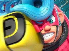 腕を振るとゲーム中でパンチを繰り出せる体感系対戦ゲーム「ARMS」をプレイ。操作は分かりやすい一方で，練習しがいもありそう