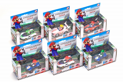 画像ギャラリー No.004のサムネイル画像 / 「マリオカート プルバック」全6種類，ファミマで4月20日から順次発売。マリオやルイージたちのカートが引いて離すと走り出すプルバックカーに