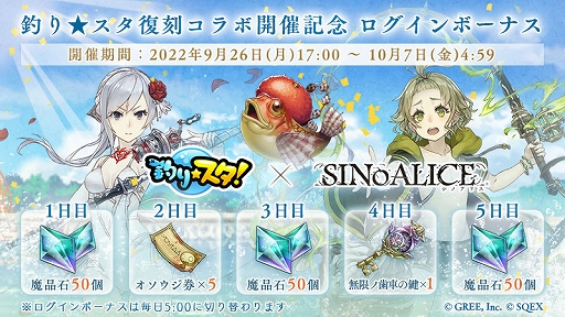 画像ギャラリー No.001のサムネイル画像 / 「SINoALICE」，「釣り★スタ」との復刻コラボイベントを開始。スノウホワイトとピノキオのコラボジョブも再登場