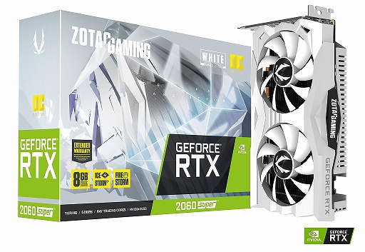 画像ギャラリー No.001のサムネイル画像 / ZOTAC,白いクーラーを採用するOC仕様のRTX 2060 SUPER搭載カードを直販サイトで台数限定発売