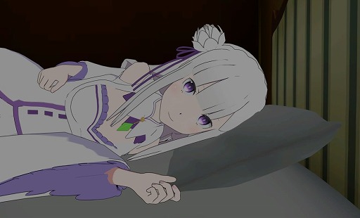 画像ギャラリー No.011のサムネイル画像 / 異世界気分を味わおう。スマホ向けVRアプリ「VRでエミリアと異世界生活-膝枕編」と「添寝編」が6月9日に配信決定。レム版は本日配信