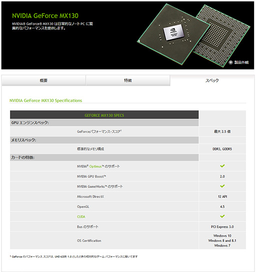 画像ギャラリー No.006のサムネイル画像 / NVIDIA，「GeForce MX130」「GeForce MX110」を製品リストに追加。ノートPC向けのエントリーモデル